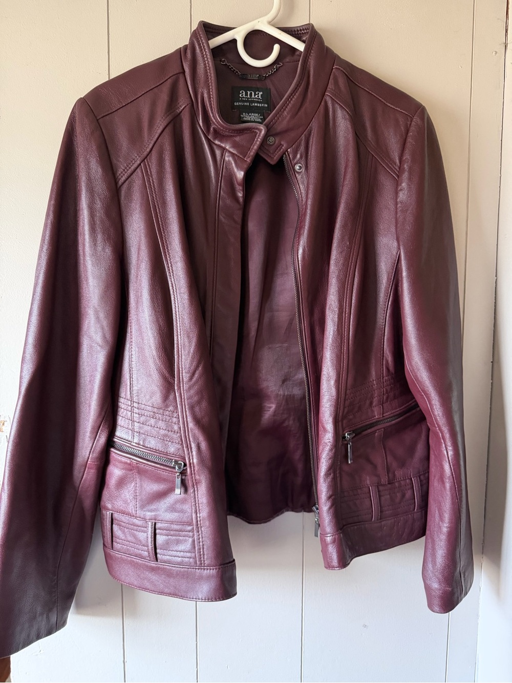 a.n.a Leather Moto Jacket - Wine
